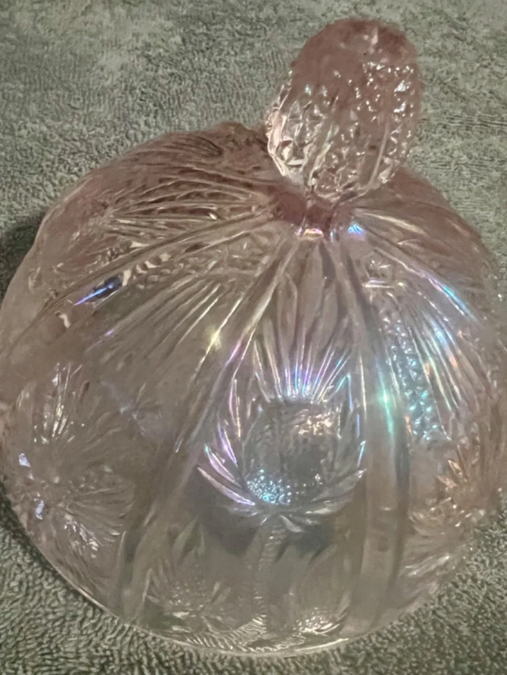 Vintage Mosser Glass Inverted Thistle Pink Carnival Covered Butter Dish